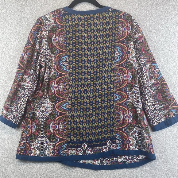 Vtg New Direction boho blouse embroidered pin tuck pleats 1/4 button cotton S - Picture 9 of 9